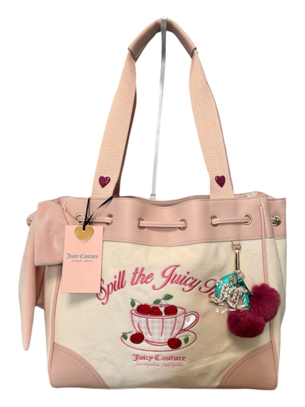 Juicy Couture Sweet Tea Party Spill The Tea  Light Pink Daydreamer Tote Bag NWT